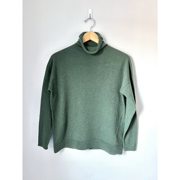 Lafayette 148 New York Sweaters - Lafayette 148 100% Cashmere Green Turtleneck Sweater Size S Minimalist Luxury